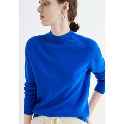 Luksusowy dziany sweter kaszmirowy dla kobiet - Evelina-Niebieski-S-Trend Polska