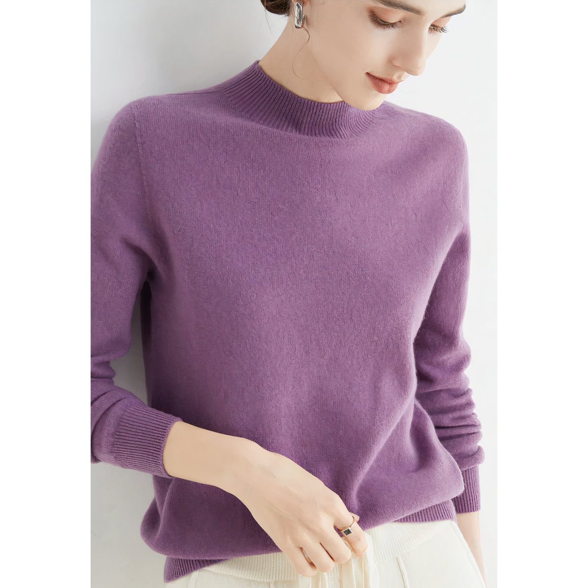 Luksusowy dziany sweter kaszmirowy dla kobiet - Evelina-Violet-S-Trend Polska
