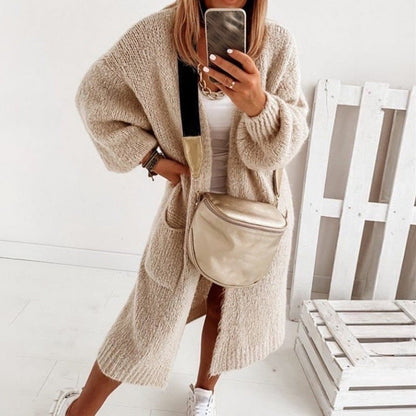 Miękko dziergany, oversize damski sweter - Sienna-Khaki-XS-Trend Polska