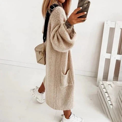 Miękko dziergany, oversize damski sweter - Sienna-Khaki-XS-Trend Polska