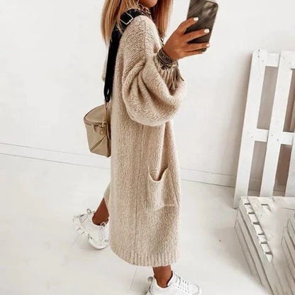 Miękko dziergany, oversize damski sweter - Sienna-Khaki-XS-Trend Polska
