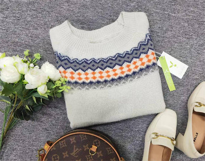 Skandynawski Trendowy Sweter z Żywej Nadrukiem - NordicChic-S-Trend Polska