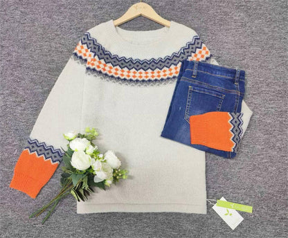 Skandynawski Trendowy Sweter z Żywej Nadrukiem - NordicChic-S-Trend Polska