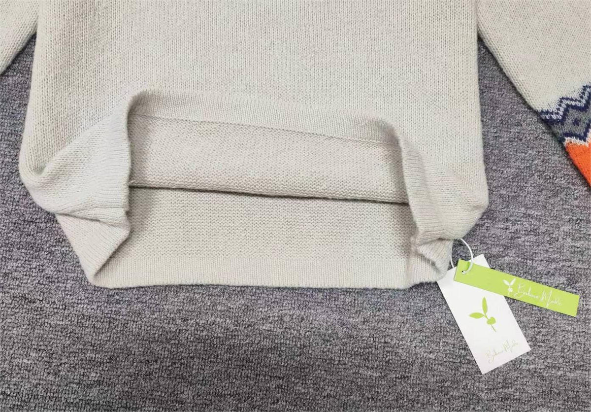 Skandynawski Trendowy Sweter z Żywej Nadrukiem - NordicChic-S-Trend Polska