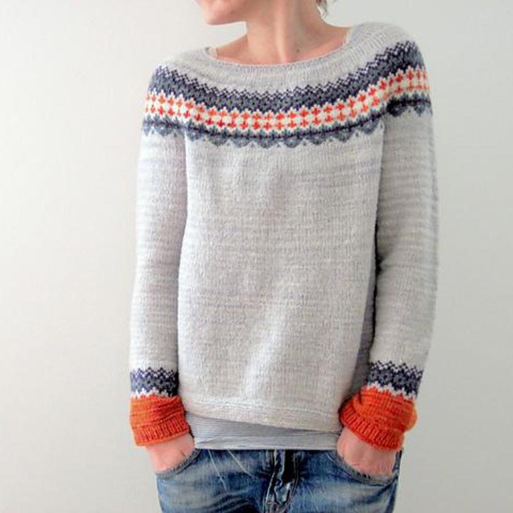 Skandynawski Trendowy Sweter z Żywej Nadrukiem - NordicChic-S-Trend Polska