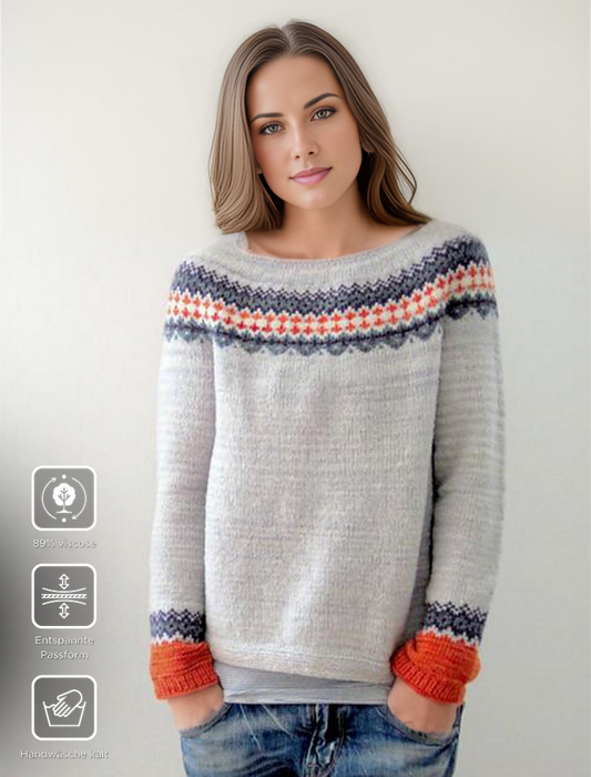 Skandynawski Trendowy Sweter z Żywej Nadrukiem - NordicChic-S-Trend Polska