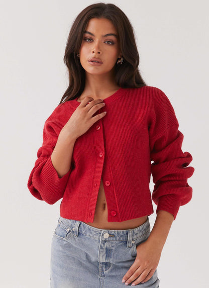 Stylowy Czerwony Damski Sweter - Clarella-XS-Trend Polska