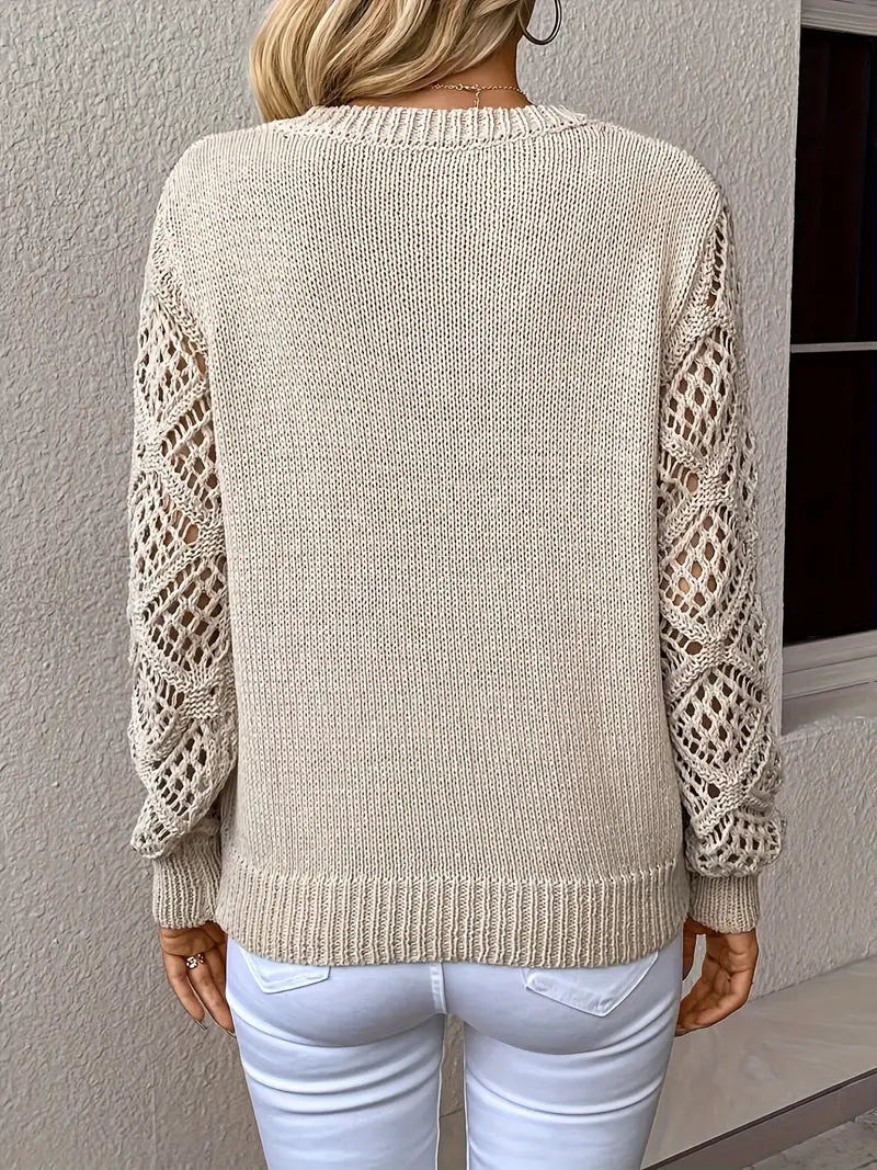 Stylowy sweter damski - Elisa-Beżowy-S-Trend Polska