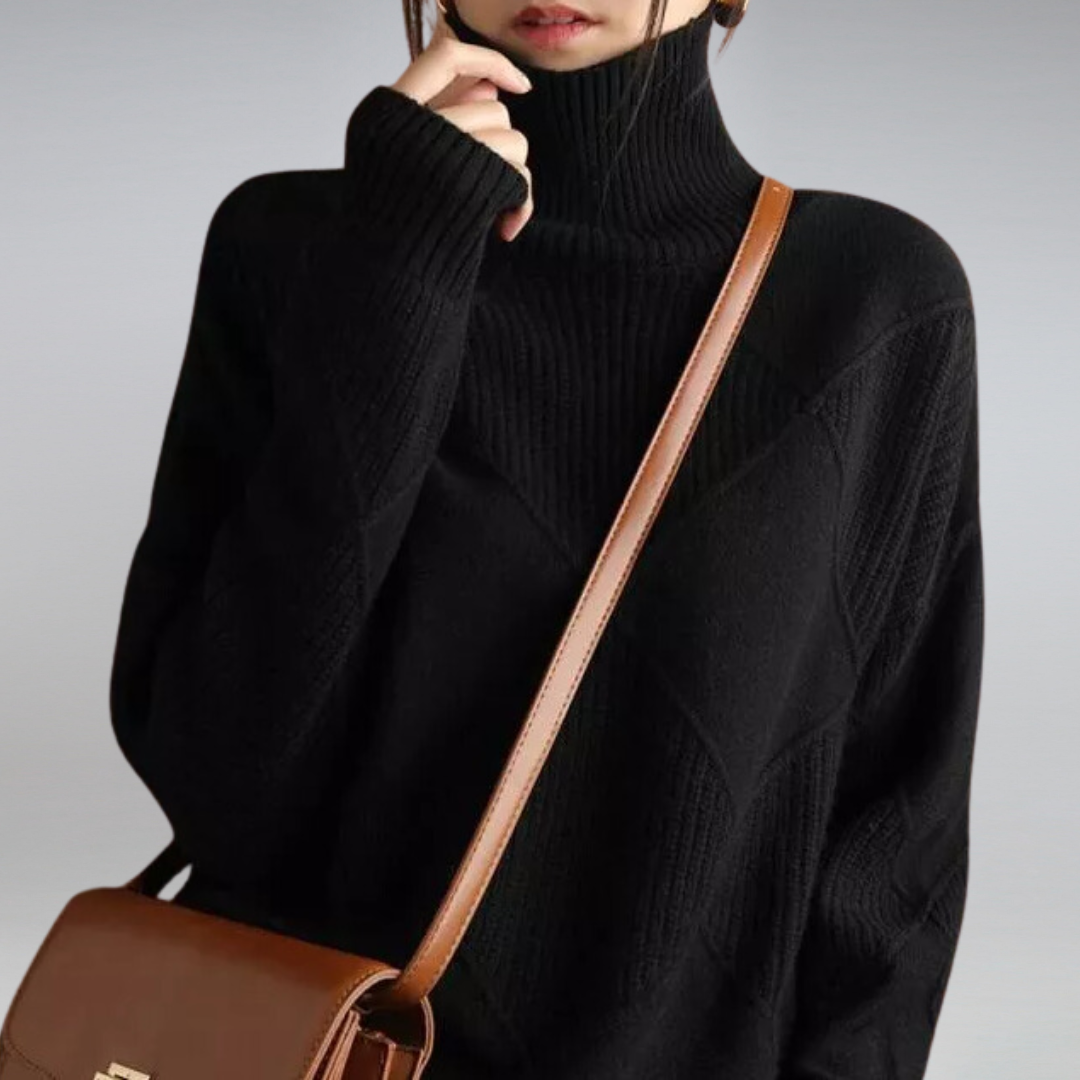 Stylowy sweter z golfem dla kobiet - Isabella-Żółty-S-Trend Polska