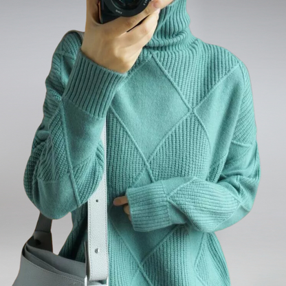 Stylowy sweter z golfem dla kobiet - Isabella-Żółty-S-Trend Polska