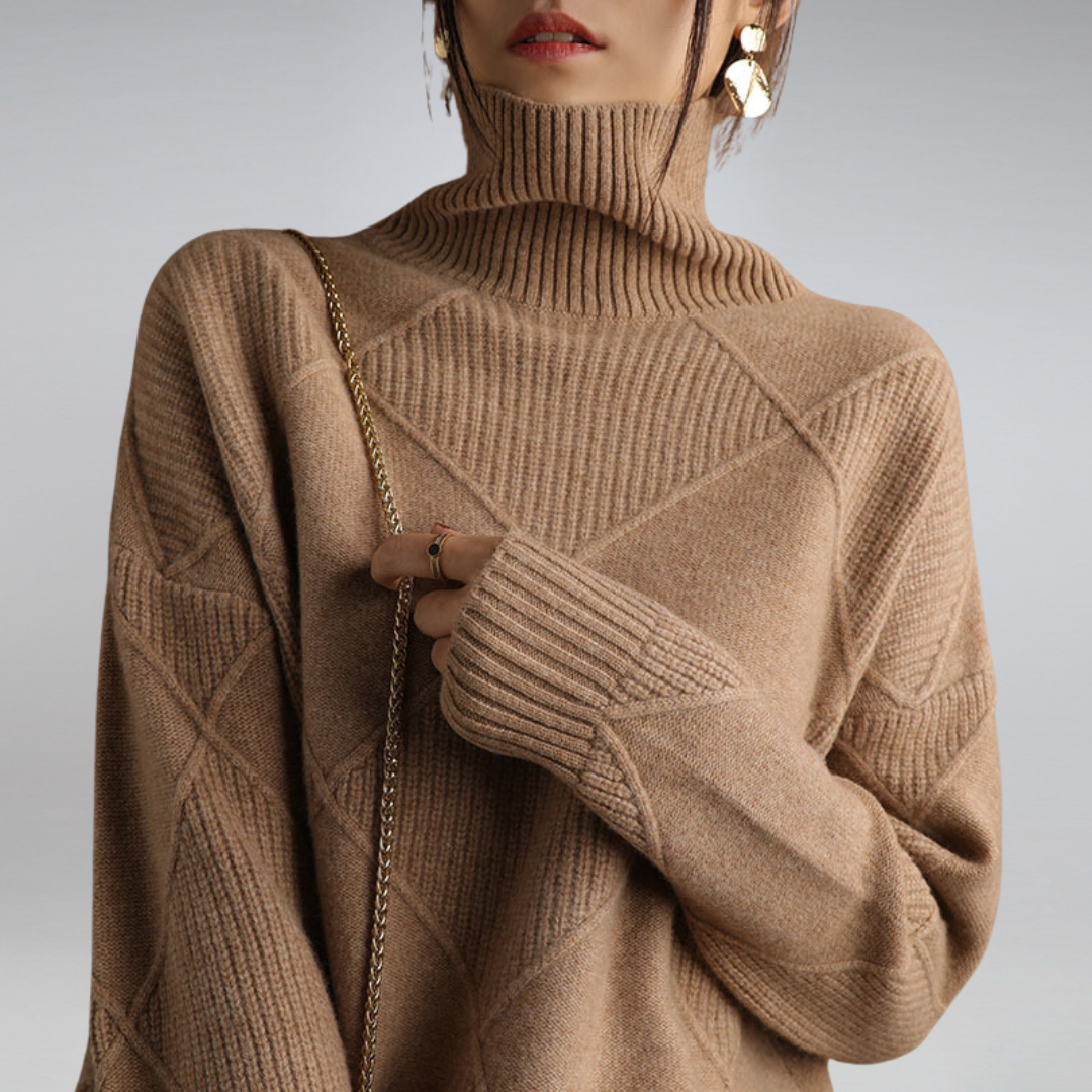 Stylowy sweter z golfem dla kobiet - Isabella-Żółty-S-Trend Polska