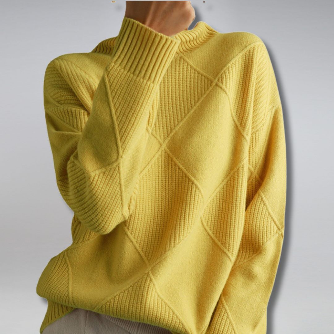 Stylowy sweter z golfem dla kobiet - Isabella-Żółty-S-Trend Polska