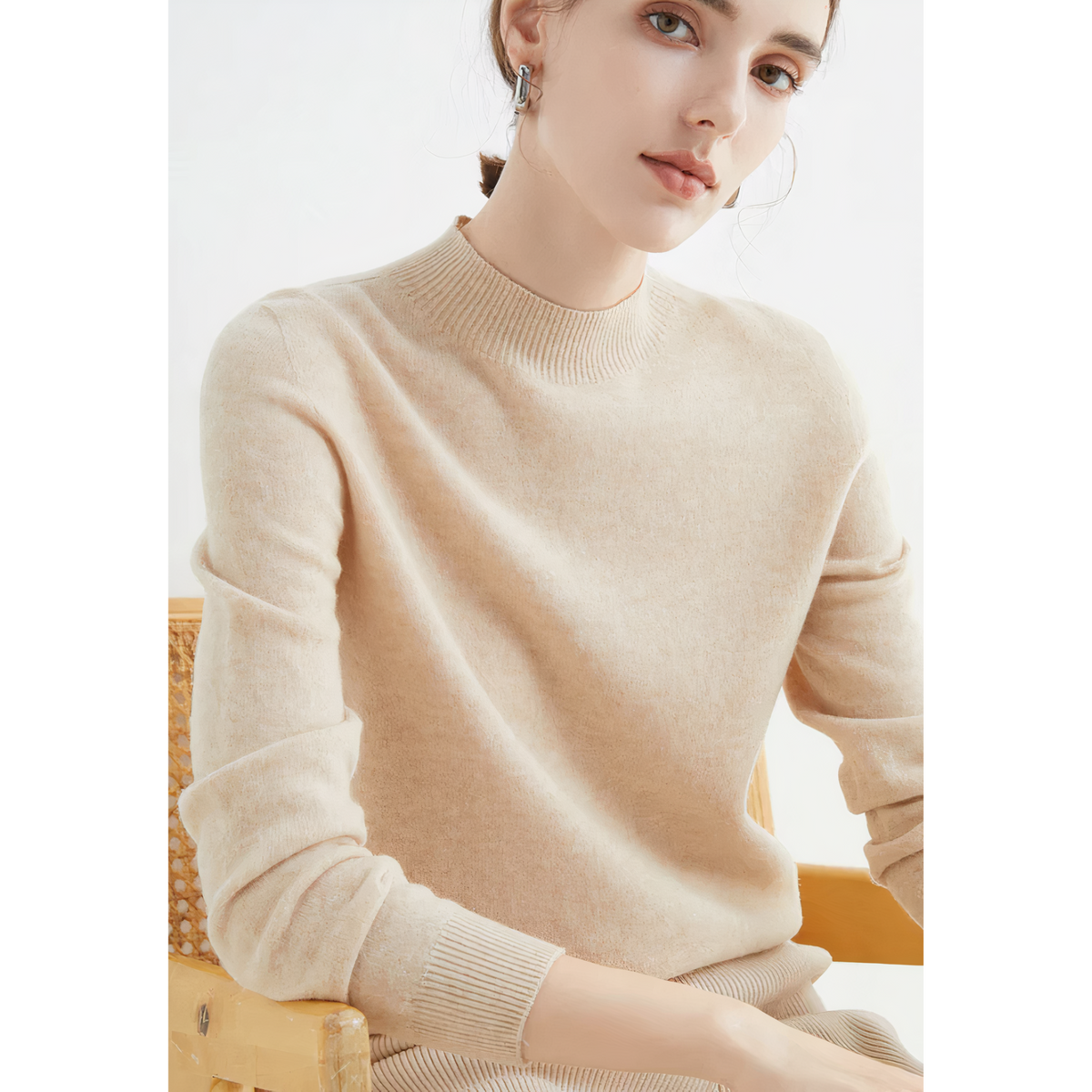 Stylowy sweter z kaszmiru - Marlena-Beżowy-S-Trend Polska