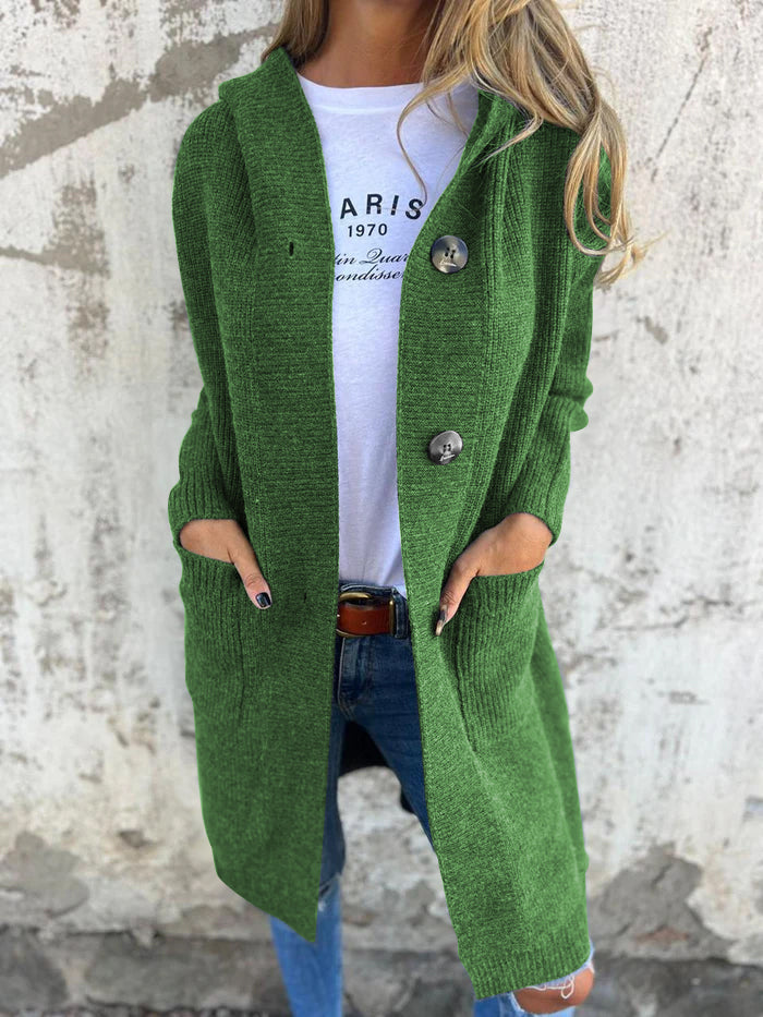Sweter długi damski z kapturem - Liv-Zielony-S-Trend Polska