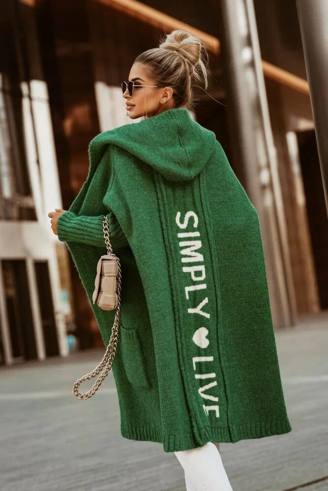Trendy Oversized Damski Kardigan - Amelie-Zielony-S-Trend Polska