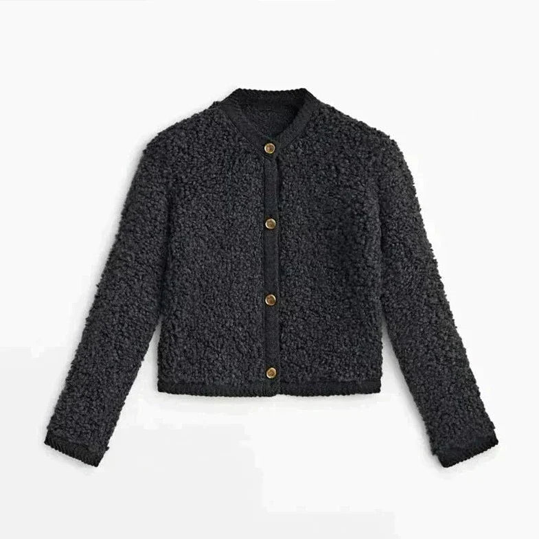 Ultra Zacht Kardigan Kamizelka - CozyTeddy-Czarny-S-Trend Polska
