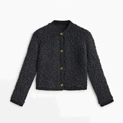 Ultra Zacht Kardigan Kamizelka - CozyTeddy-Czarny-S-Trend Polska