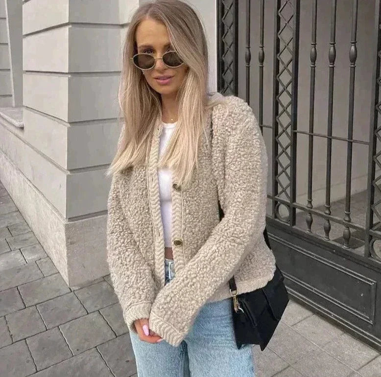 Ultra Zacht Kardigan Kamizelka - CozyTeddy-Czarny-S-Trend Polska