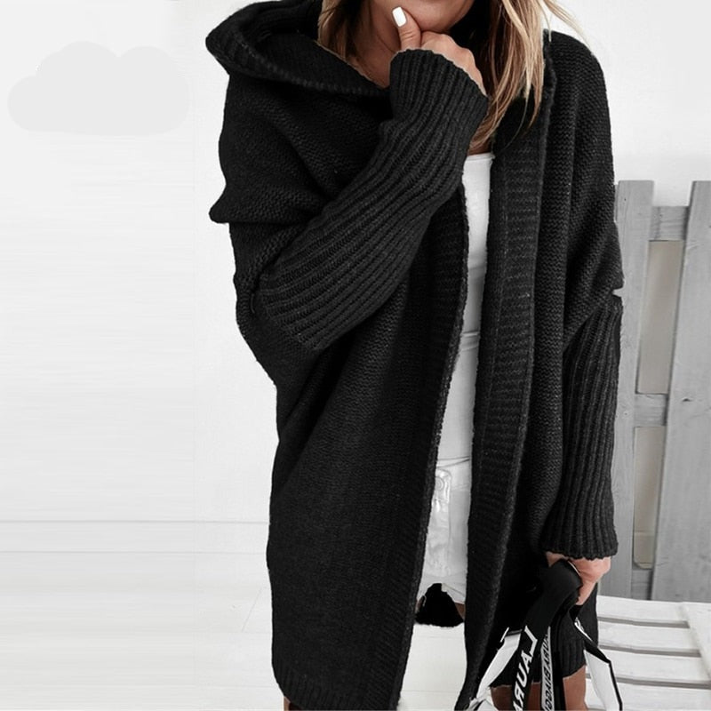Wełniany kardigan na jesień - CuddleWrap-Czarny-S (32-34)-Trend Polska