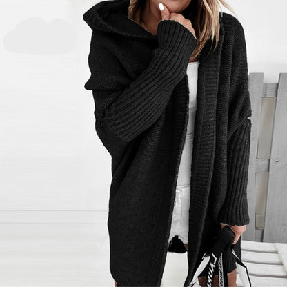 Wełniany kardigan na jesień - CuddleWrap-Czarny-S (32-34)-Trend Polska