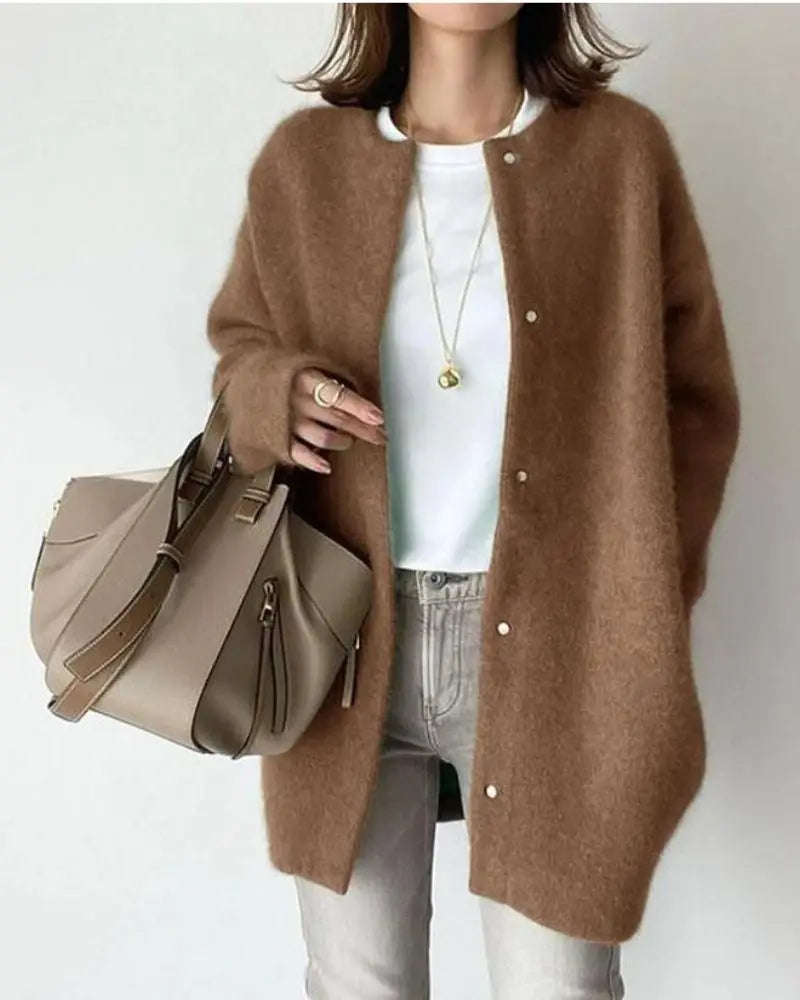 Wol-Mohair Damski sweter - Elise-Khaki-S-Trend Polska