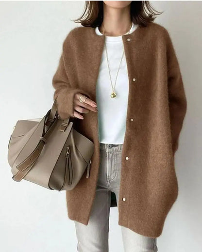Wol-Mohair Damski sweter - Elise-Khaki-S-Trend Polska