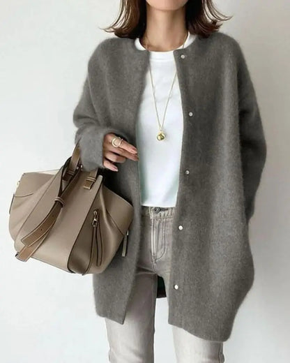 Wol-Mohair Damski sweter - Elise-Szary-S-Trend Polska
