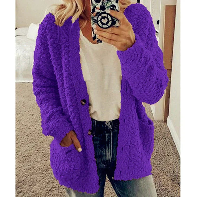 Wygodny damski sweter - Lisa-Fioletowy-S-Trend Polska
