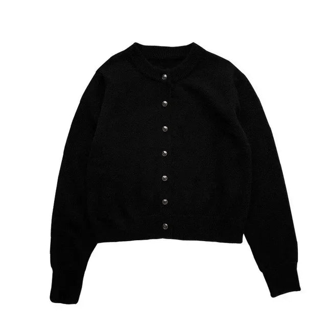 Wygodny Sweter Damski z O-dekoltem - Emilia-Czarny-S-Trend Polska