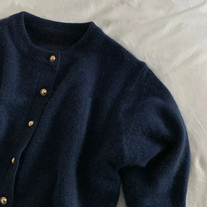 Wygodny Sweter Damski z O-dekoltem - Emilia-Ciemnoniebieski-S-Trend Polska