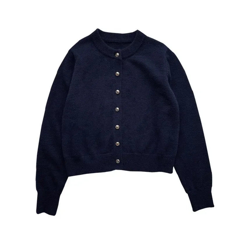 Wygodny Sweter Damski z O-dekoltem - Emilia-Ciemnoniebieski-S-Trend Polska